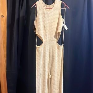 Ronny Kobo Collection Cream and Yellow Jumpsuit with Modern Design